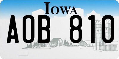IA license plate AOB810