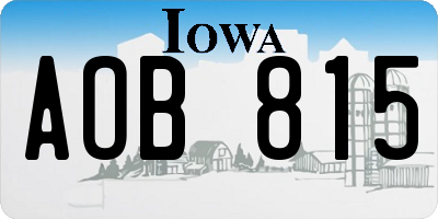 IA license plate AOB815