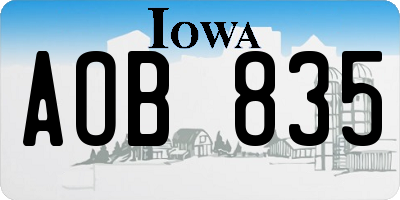 IA license plate AOB835