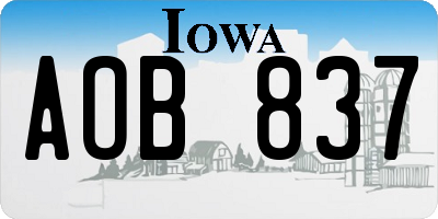 IA license plate AOB837