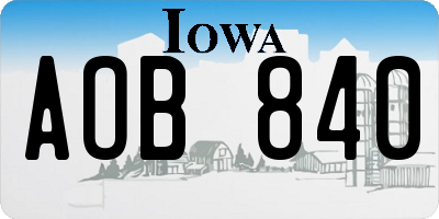 IA license plate AOB840