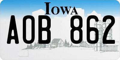 IA license plate AOB862
