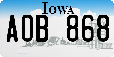 IA license plate AOB868