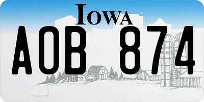 IA license plate AOB874