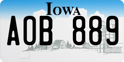 IA license plate AOB889