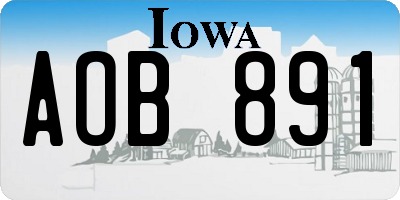 IA license plate AOB891