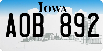 IA license plate AOB892