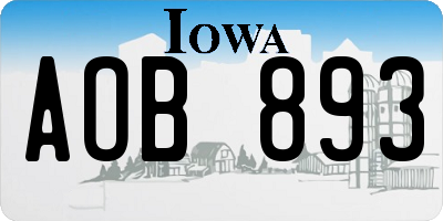 IA license plate AOB893