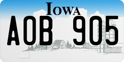 IA license plate AOB905