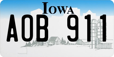 IA license plate AOB911