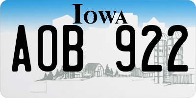 IA license plate AOB922