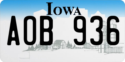 IA license plate AOB936
