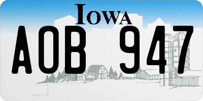 IA license plate AOB947