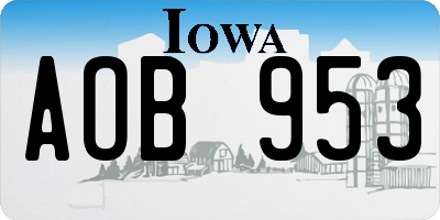 IA license plate AOB953