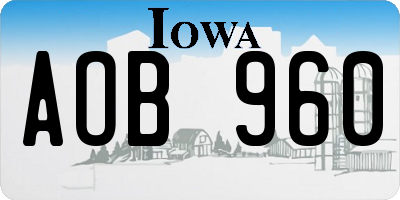 IA license plate AOB960
