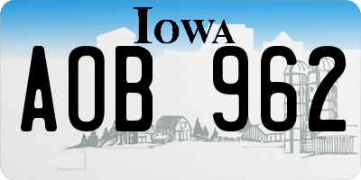 IA license plate AOB962