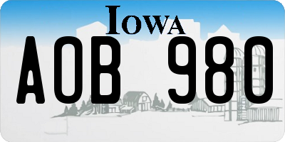 IA license plate AOB980