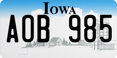IA license plate AOB985