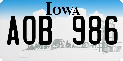 IA license plate AOB986