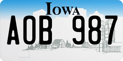 IA license plate AOB987