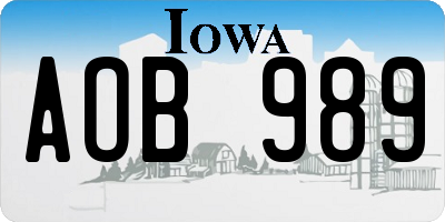 IA license plate AOB989