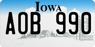 IA license plate AOB990
