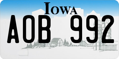 IA license plate AOB992