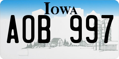 IA license plate AOB997