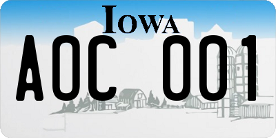 IA license plate AOC001