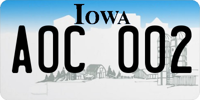 IA license plate AOC002