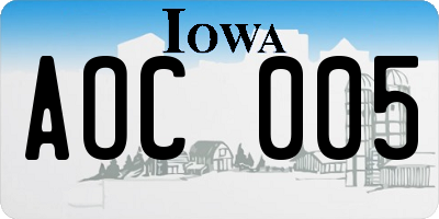 IA license plate AOC005