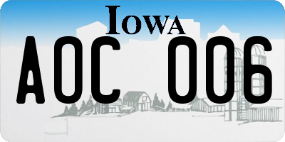 IA license plate AOC006