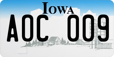 IA license plate AOC009