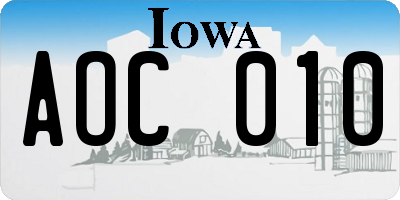IA license plate AOC010