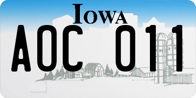 IA license plate AOC011