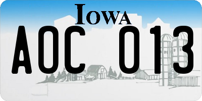IA license plate AOC013