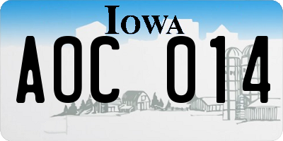 IA license plate AOC014