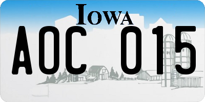 IA license plate AOC015