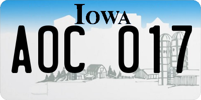IA license plate AOC017