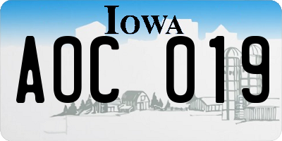 IA license plate AOC019