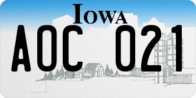IA license plate AOC021