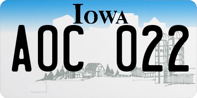 IA license plate AOC022