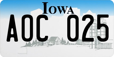 IA license plate AOC025