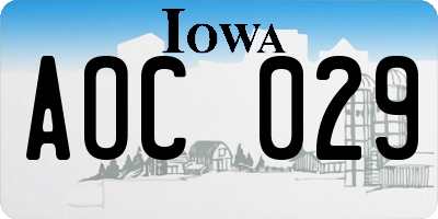 IA license plate AOC029