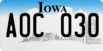 IA license plate AOC030