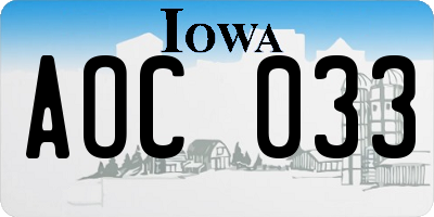 IA license plate AOC033
