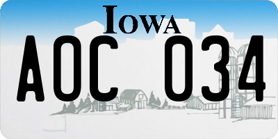 IA license plate AOC034
