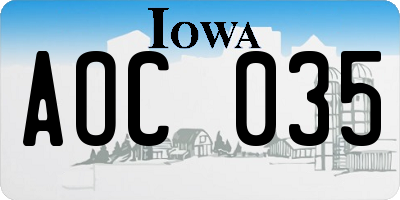 IA license plate AOC035