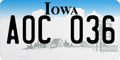 IA license plate AOC036