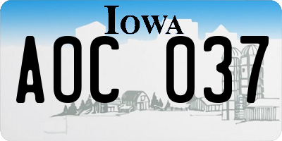 IA license plate AOC037